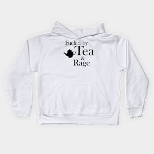 Fueled by Tea and Rage: Black Print Kids Hoodie